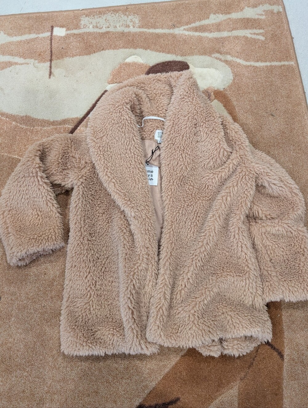 Kids Teddy Coat - Beige Faux Shearling Jacket
